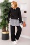 Shirt Collar Line Garnished Sports Double Suit Black - 4