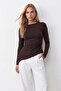 Women's Brown Asymmetrical Long Sleeve Blouse Alc-X15679