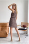 Women's Strappy Round Neck Belted Waist Leopard Print Short Jersey Dress - 4