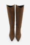 Women's Pointed Toe Thick Heeled Non-Zipper Boots Tines Light Brown Suede - 7