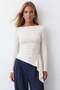 Women's Ecru Asymmetrical Long Sleeve Blouse Alc-X15679
