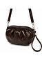 Bitter Brown Drawstring Women's Portfolio Bag, Daily Handbag with Hand Grip Handle and Long Crossbody Strap - 3