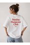 Women's Oversize White Sunday Hangover Club Back Print T-Shirt
