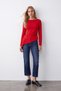 Woman's red asymmetric long sleeve blouse alc-x15679 - 3