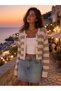 Striped Two-Color Buttoned Knitted Cardigan Comfortable Fit Long Sleeve Women's Summer Knitwear - 2