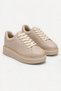Lunera Women's Beige Platform Sneaker – Metallic Detailed Lace-Up Casual Sports Shoes - 6