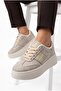 Women'S, Suede Texture, 5 cm Thick Sole, Lace-Up, Casual Sneaker Shoes - 3