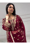 Maroon Faux Georgette Salwar Kameez Dupatta - HRT5926 | Maroon-Size:M-38-Inches - 2