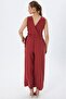V-Neck Belted Modal Fabric Jumpsuit - 5