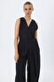 V-Neck Belted Modal Fabric Jumpsuit - 3