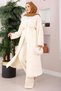 Lace-Up Long Kimono Pants Set Cream - 3