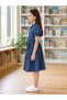 Girls' Denim Dress Short Balloon Sleeves Shirt Collar Buttoned Belted Jean Dress with Pockets 11-16 Years - 2