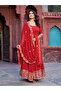 Red Faux Georgette Embroidered Anarkali Gown Set - HRT8329 | Red-Size:M-38-Inches - 4