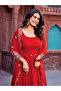 Red Faux Georgette Embroidered Anarkali Gown Set - HRT8329 | Red-Size:M-38-Inches - 5