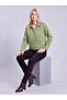Women's Khaki Green Cotton Jacket with Snap Fasteners and Cargo Pockets - 5