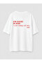 Women's Oversize White I Can Sleep All Day Back Printed T-Shirt - 5