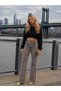 Women's High Waist Faded Effect Vintage Belted, Waist Tassel Leg Tassel with Lycra Palazzo Jean - 2