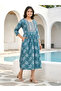 TealBlue Floral Printed Rayon Anarkali Kurti - VVB9529 | c-Size:M-38-Inches