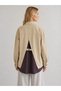 Women's Beige Stylish Shirt-Back Detailed Elegant Textured Seasonal Winter Premium Jacket - 2