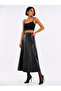Women's Modest Faux Leather Maxi Flared Skirt - 2