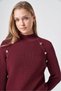 201 Button-Detail Half Fisherman Knitwear Tunic Burgundy - 2