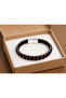 Davenzo Walnut Brown Leather Men's Bracelet - Beaded Weave Design - 2