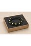 Ravessi Palejade Black Leather Men's Bracelet - Light Green Beige Beaded Weave - 2