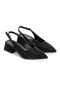 Women's Black Glittery Open-Back Thick Heeled Evening Dress Shoes - 5