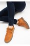 5518 Eren Shoes&Bag Genuine Leather Suede Fur Detailed Buckle Flat Heeled Women's Casual Shoes Real Leather Suede Tan - 4