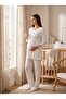New Season Ecru Lace Dressing Gown with Breastfeeding Feature, Special Design Long Sleeve Maternity Dressing Gown Pajama Set - 8