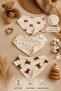 3-Piece Scarf Bib Set with Teddy Bear Heart Pattern, 100% Cotton, Double Layer, Towel on the Back, Double Snap Fasteners - 3