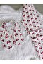 Bowknot Patterned Suede Shirt Collar Long Sleeve Pajama Set - 3