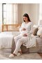New Season Ecru Lace Dressing Gown with Breastfeeding Feature, Special Design Long Sleeve Maternity Dressing Gown Pajama Set - 7
