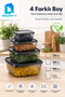 Set of 4 Square Storage Containers with Lids 250 ml 500 ml 900 ml 1.5 L Bpa Free - 3