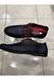 Navy Blue Inside and Outside Real Leather Lace-Up Men's Shoes - 2