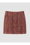 Özmarka New Season Red Waist Zippered Plaid Tweed Mini Skirt - 5