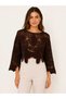Asez Boutique Women's Floral Detailed Openwork Knitted Transparent Lace Knitwear Blouse
