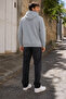 Men's Gray 3-Strand Hooded Sweatshirt with Kangaroo Pocket, Soft Fabric with Fleece Inside - 6