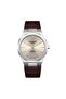Silver Case Men's Wristwatch |   42mm Stainless Steel Case, Brown Leather Strap - 6