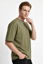 Men's Khaki Oversize Crew Neck Cotton T-Shirt - 4