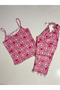 Strappy, Patterned Pajama Set - 2