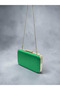 Grass Green Satin Silver Detailed Chain Strap Women's Evening Dress Bag Wedding Engagement Graduation - 6