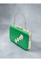 Grass Green Satin Silver Detailed Chain Strap Women's Evening Dress Bag Wedding Engagement Graduation - 2
