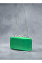 Grass Green Satin Silver Detailed Chain Strap Women's Evening Dress Bag Wedding Engagement Graduation - 5