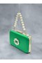 Grass Green Satin Silver Detailed Chain Strap Women's Evening Dress Bag Wedding Engagement Graduation - 2