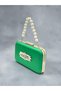 Grass Green Satin Silver Detailed Chain Strap Women's Evening Dress Bag Wedding Engagement Graduation - 2
