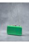 Grass Green Satin Silver Detailed Chain Strap Women's Evening Dress Bag Wedding Engagement Graduation - 5