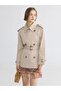 Jacket Collar Belted Women's Trench Coat (W6) - 2