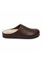 Mw410 Brown Genuine Leather with Real Wool Inside, Winter Full-Cover Cork Sole Unisex Orthopedic Sabo Slippers