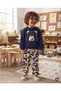 Boys' Bear Motto Detail Brushed Cotton 2 Yarn Sweathirt Pants Lower and Upper Set - 3